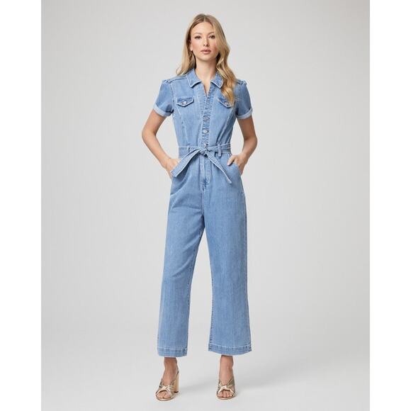 Paige Anessa Wide-Leg Stretch-Denim Jumpsuit - 2 - Hailey